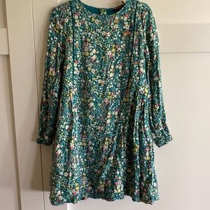 Green Flowery Sergent Major Long Sleeved Dress